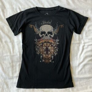 Vintage Sinful Black Cotton Tee